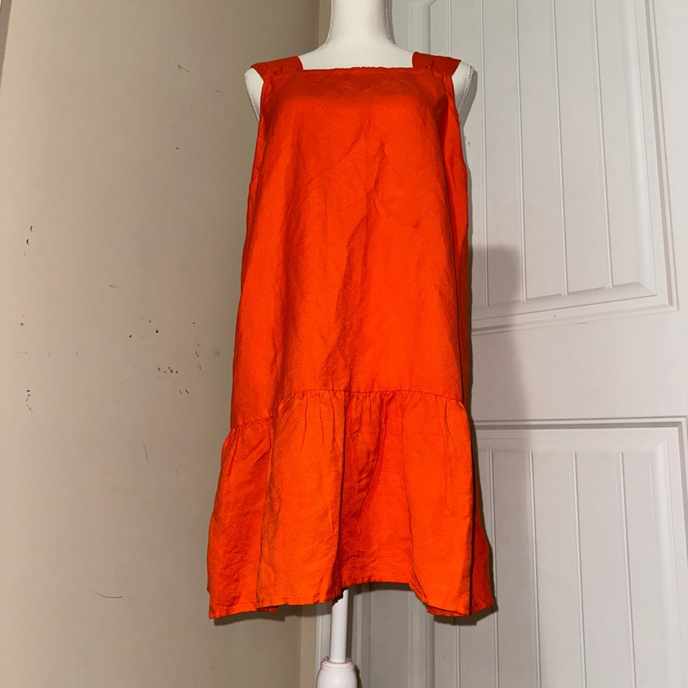 Loft orange Linen shift dress